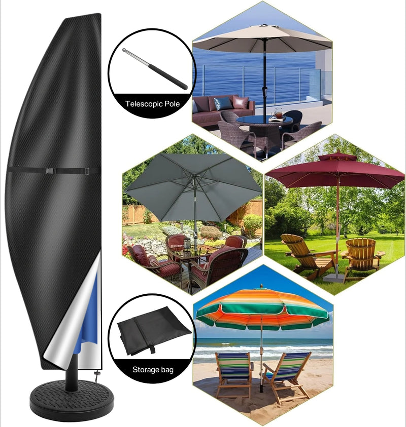 Housse de parasol déporté Oxford imperméable anti-UV, tige et pochette, 4 coloris, 205 à 280 cm