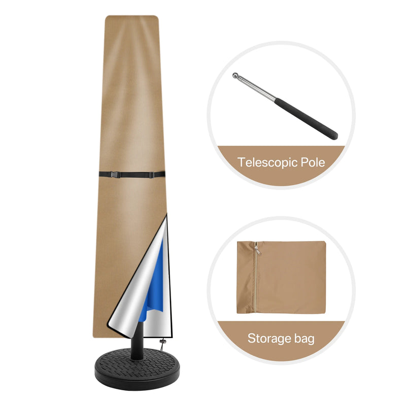 Housse de parasol déporté imperméable en Oxford 210D avec fermeture éclair et tige, 170 à 240 cm