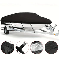 Housse de bateau noire 190T anti-UV, imperméable, pour bateau de 3,35 à 6,71 m