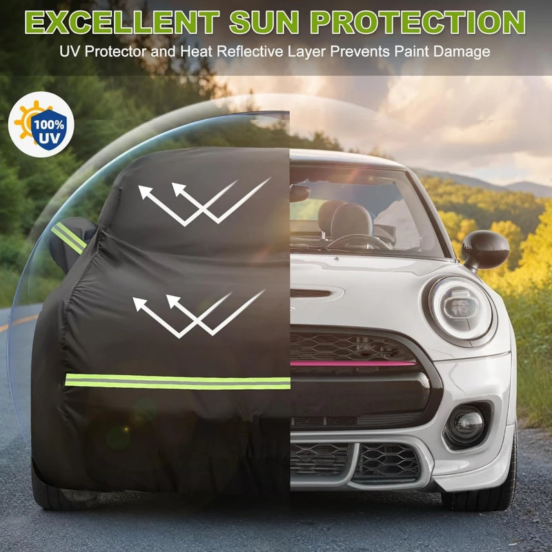 Housse voiture pour Mini Cooper 2 portes 2002-2024, noire, Oxford 210D, imperméable, anti-UV