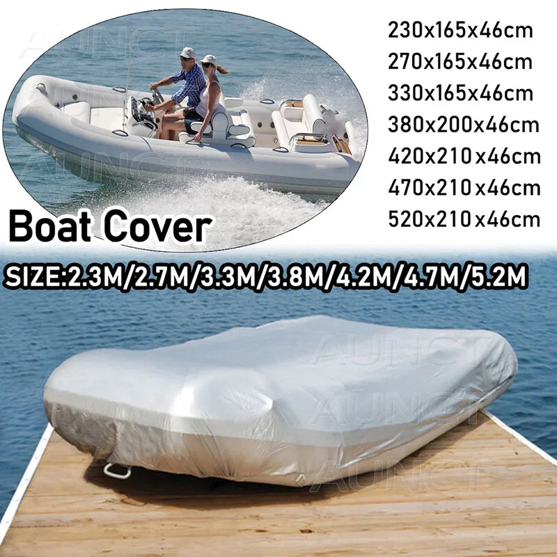 Housse bateau gonflable en V imperméable anti-UV, gris ou noir, 7 tailles de 2,3 à 5,2 m