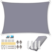 Voile d'ombrage rectangulaire polyester enduit PU anti-UV 98 %, 6 coloris, avec ou sans kit de fixation