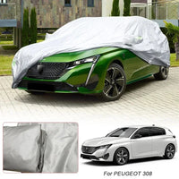Housse voiture pour Peugeot 208, 308, 508 et 3008 en taffetas polyester argenté anti-UV