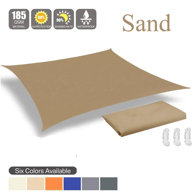 Voile d'ombrage rectangulaire et carré 185 g/m², anti-UV, avec ou sans kit de fixation