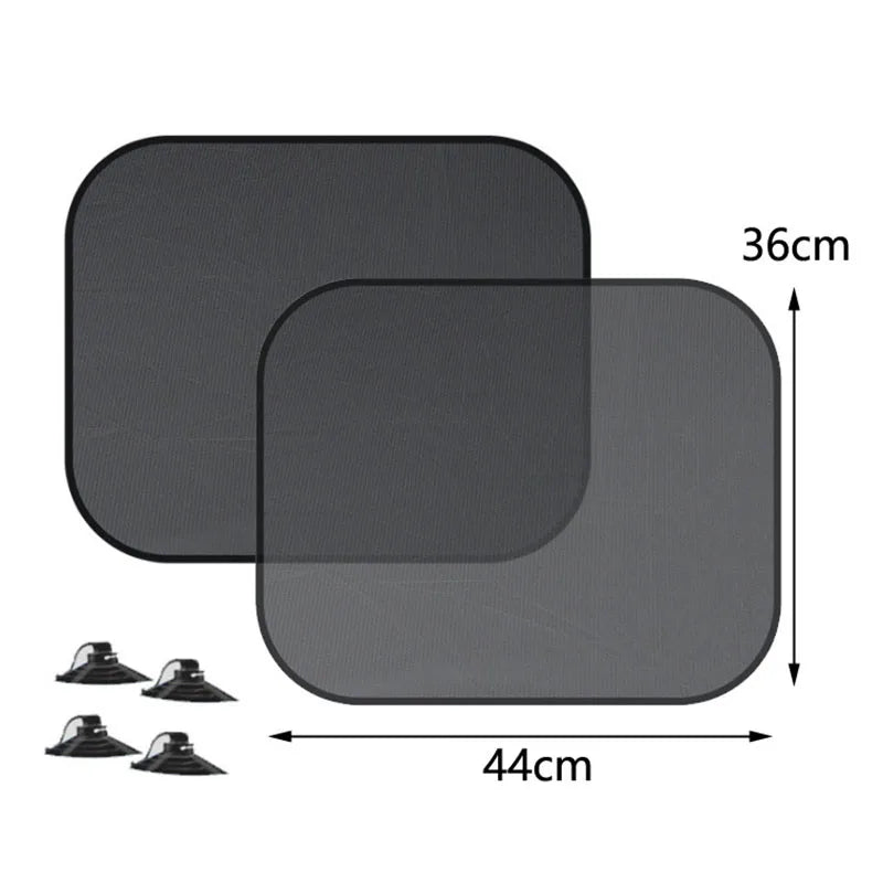Pare-soleil voiture en maille noire à ventouses pour vitres latérales et lunette arrière, 4 compositions