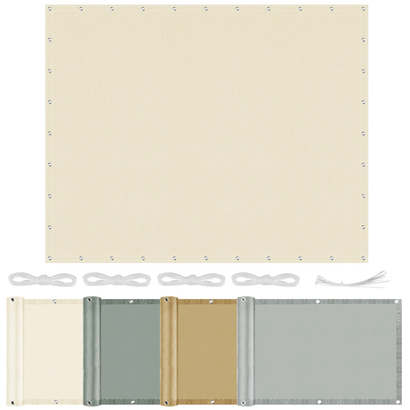 Voile d'ombrage écran d'intimité imperméable avec œillets, 0,75 x 6 à 4 x 5 m