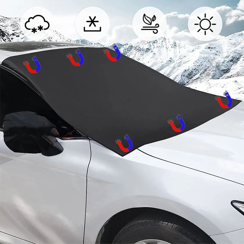 Protection de pare-brise magnétique antigel et anti-neige en toile enduite argent