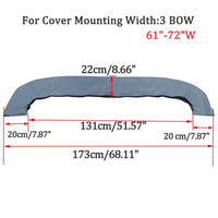 Housse de rangement de bimini grise 600D, 3 arceaux, avec fermeture éclair