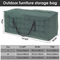 Sac de rangement noir pour coussins de jardin, Oxford 210D imperméable, 3 tailles