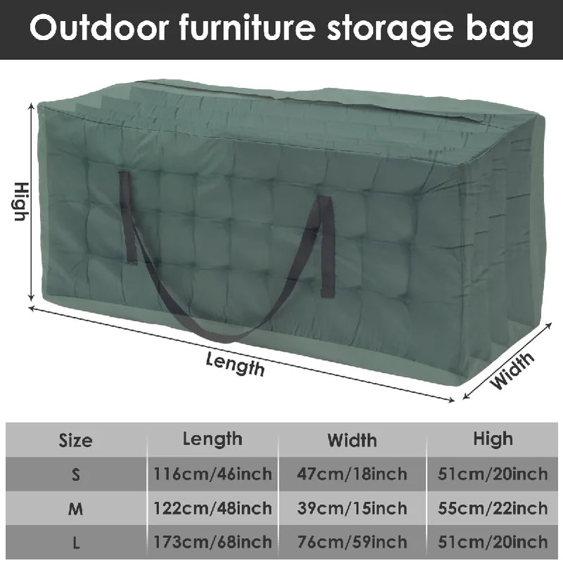 Sac de rangement noir pour coussins de jardin, Oxford 210D imperméable, 3 tailles