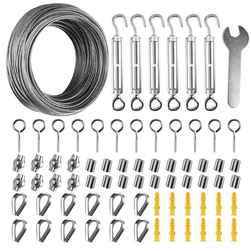 Kit de fixation pour voile d'ombrage en acier inoxydable, 7 compositions de 4 à 72 pièces