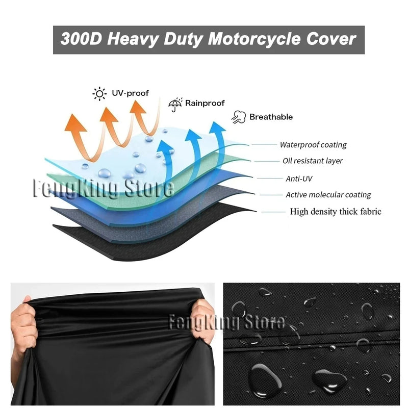 Housse moto pour Yamaha MT-07, MT-09, MT-10 et MT-125, polyester 300D imperméable, anti-UV, 6 tailles
