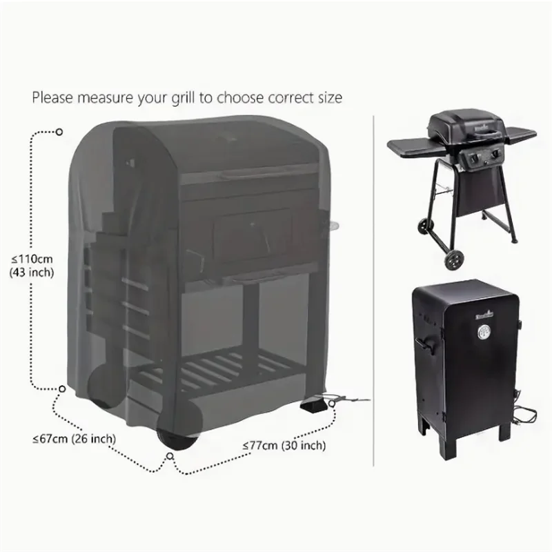 Housse barbecue à gaz noire imperméable en polyester, 77 x 67 x 110 cm