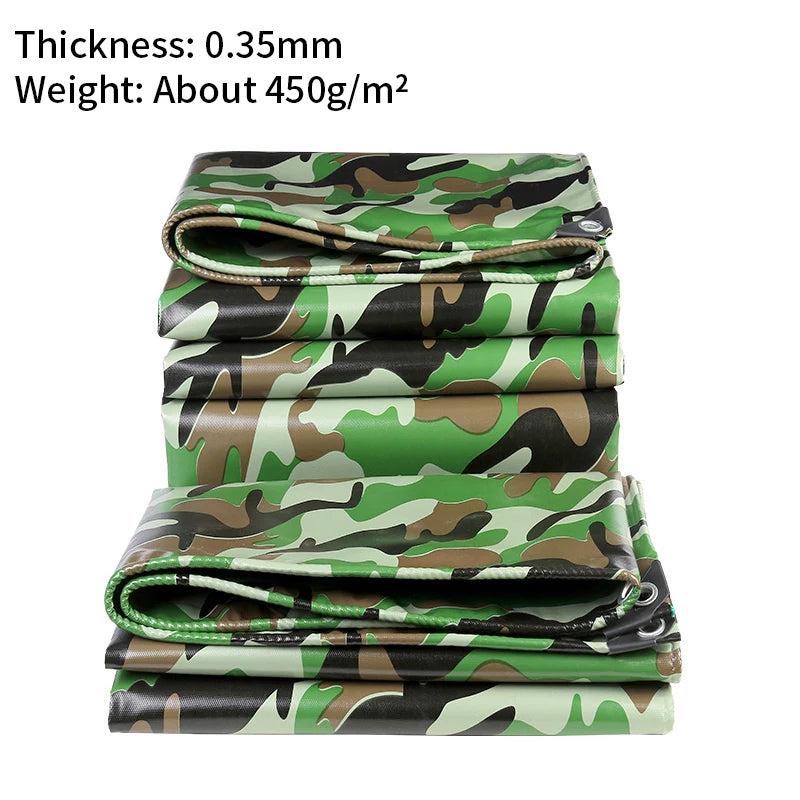 Bâche PVC verte et camouflage 450 g/m² à œillets, 3 motifs, de 2 x 1,5 à 3 x 4 m