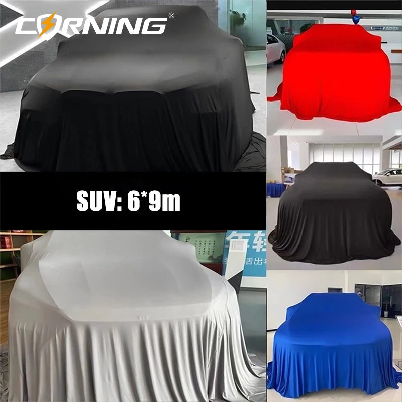 Housse de dévoilement de voiture personnalisable avec votre logo ou votre texte, tissu extensible, usage intérieur