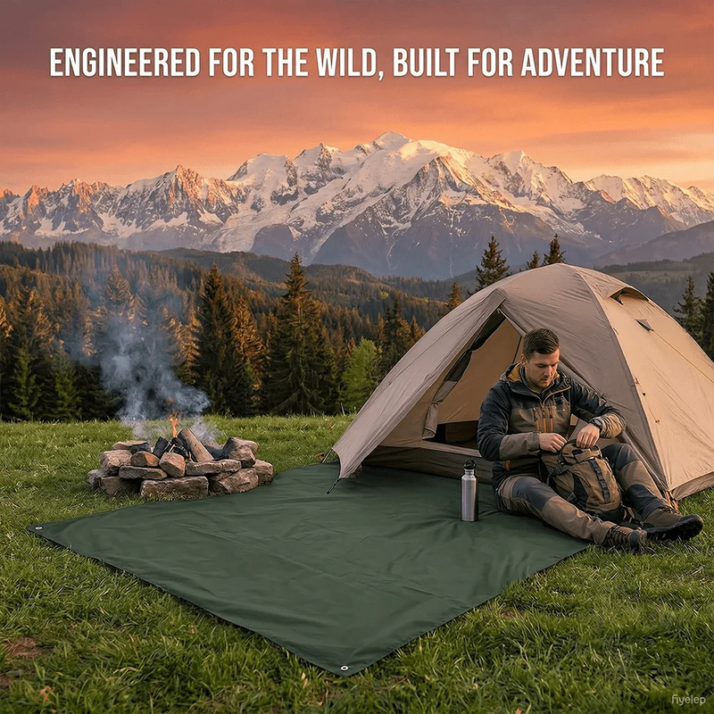 Bâche de camping imperméable 3 en 1 en polyester, auvent et abri, camouflage, noire ou verte