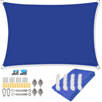 Voile d'ombrage rectangulaire résistant à l'eau, polyester 185 g/m², avec ou sans kit de fixation