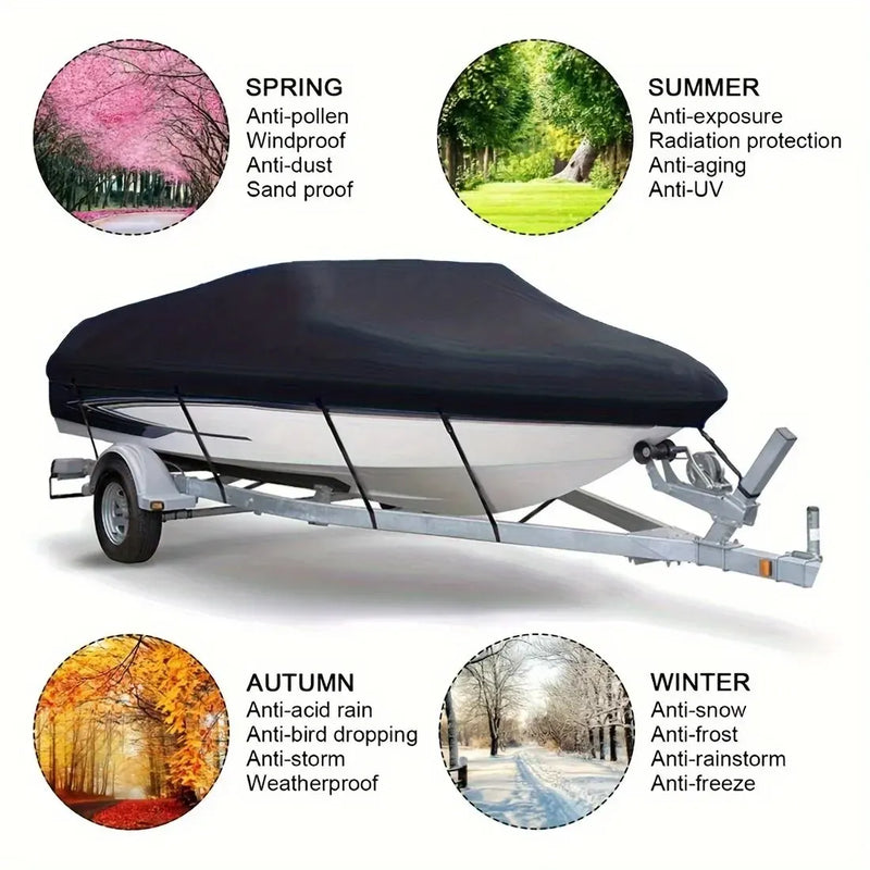 Housse de bateau noire 190T anti-UV, imperméable, pour bateau de 3,35 à 6,71 m