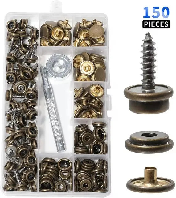 Kit boutons-pression inox pour toile de bateau, bâche et tente, 30 à 270 pièces avec outils