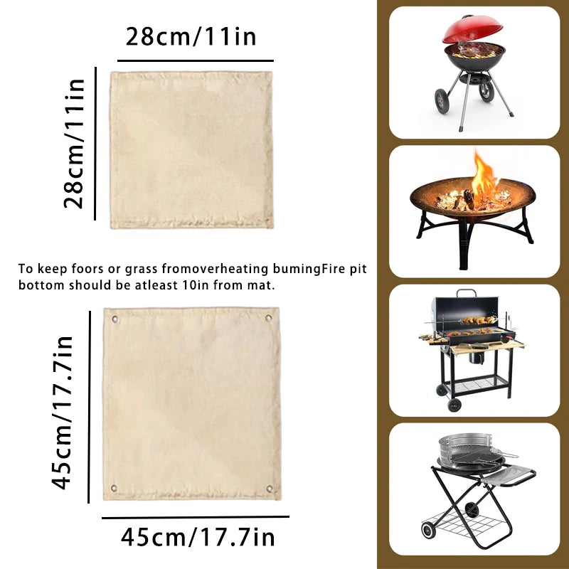 Tapis ignifuge foyer et barbecue en fibre de verre, 28 x 28 ou 45 x 45 cm
