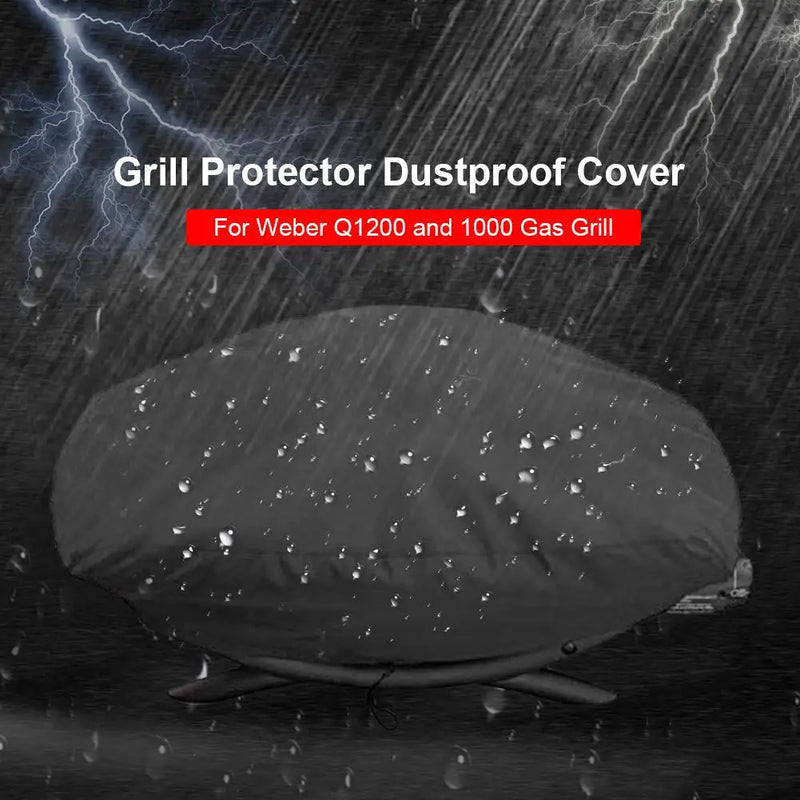 Housse barbecue pour Weber Q1200 et Q1000, Oxford noir imperméable 67 x 44 cm