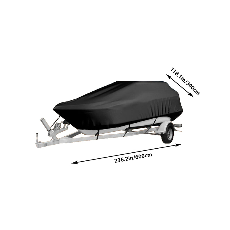 Housse bateau coque en V imperméable anti-UV noire, 4 tailles de 4,2 à 7 m