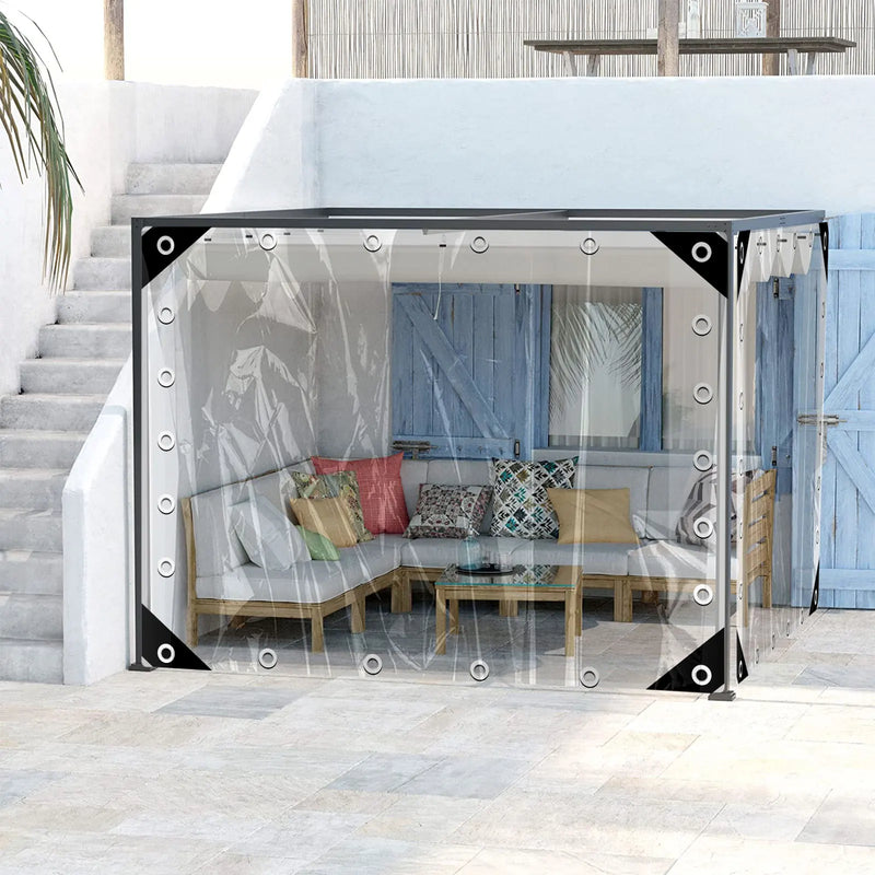 Bâche transparente PVC à œillets en aluminium, 12 tailles de 1x1,5 à 3x6 m