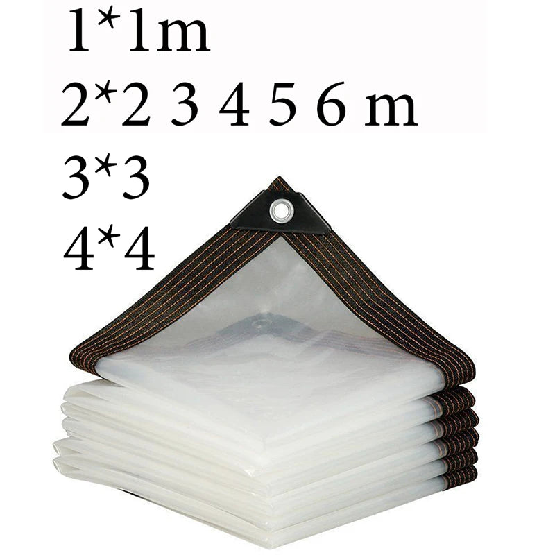 Bâche transparente en polyéthylène avec œillets, 7 tailles de 1 x 1 à 4 x 4 m