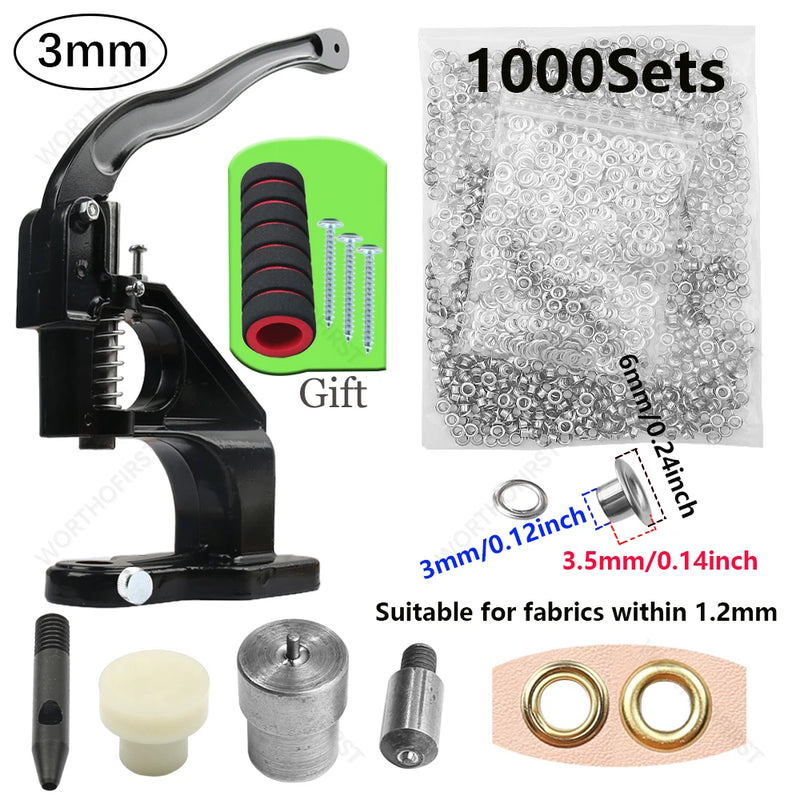 Kit d'œillets en laiton avec presse manuelle, 3 à 10 mm, pour bâche et cuir