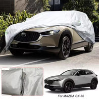 Housse voiture pour Mazda CX-3, CX-30, Mazda 3 et Mazda 6, polyester taffetas argent, imperméable anti-UV