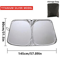 Pare-soleil pare-brise voiture pliable argent titane, 2 tailles, 145 x 80 ou 140 x 70 cm