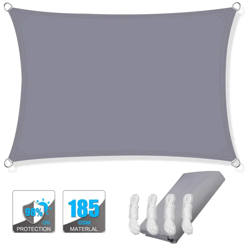 Voile d'ombrage rectangulaire polyester enduit PU anti-UV 98 %, 6 coloris, avec ou sans kit de fixation