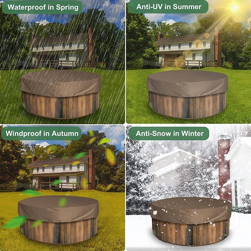 Housse ronde pour spa imperméable avec cordon de serrage, jusqu'à 200 x 30 cm, 5 coloris