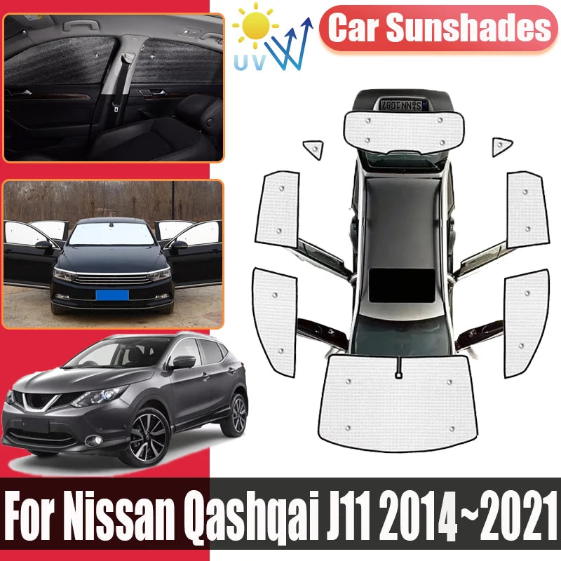 Pare-soleil voiture pour Nissan Qashqai J11 Tekna 2014-2021, à ventouses, aluminium double face