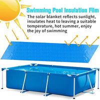 Bâche de piscine rectangulaire bleue avec corde, polyester anti-UV, jusqu'à 400 x 211 cm