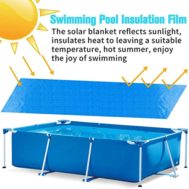 Bâche de piscine rectangulaire bleue avec corde, polyester anti-UV, jusqu'à 400 x 211 cm