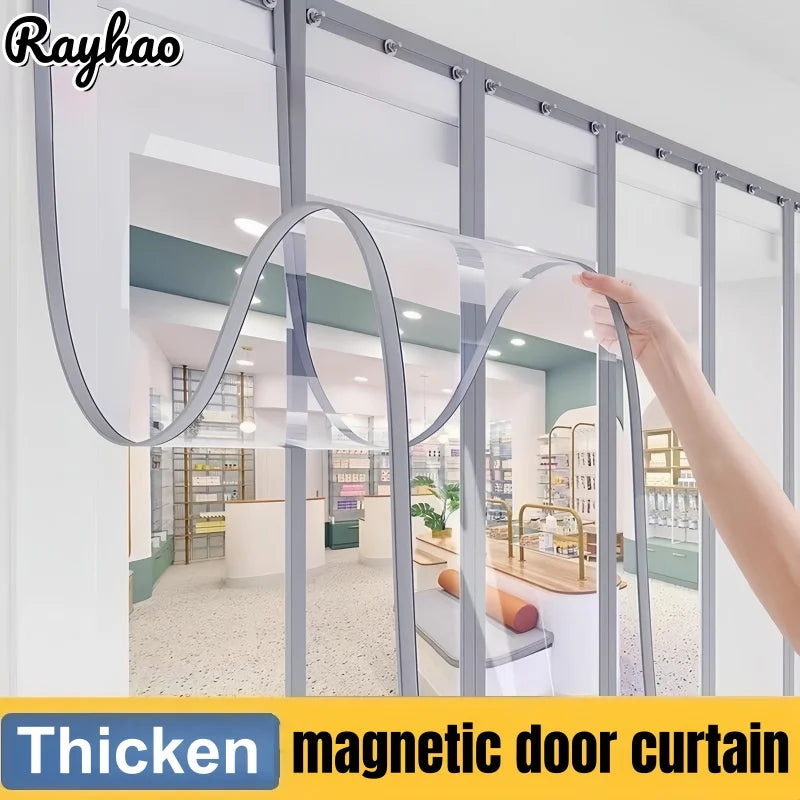 Rideau de porte magnétique en PVC transparent épais, coupe-vent, largeur 30 cm