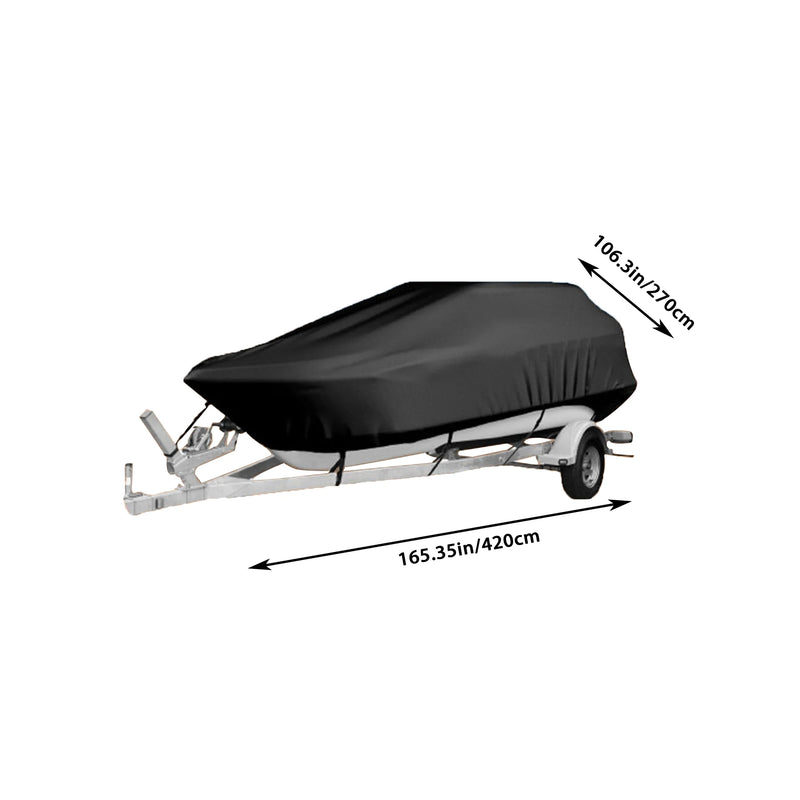 Housse bateau coque en V imperméable anti-UV noire, 4 tailles de 4,2 à 7 m