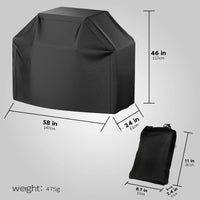 Housse barbecue polyester noire imperméable et coupe-vent, 5 tailles, rond ou à gaz