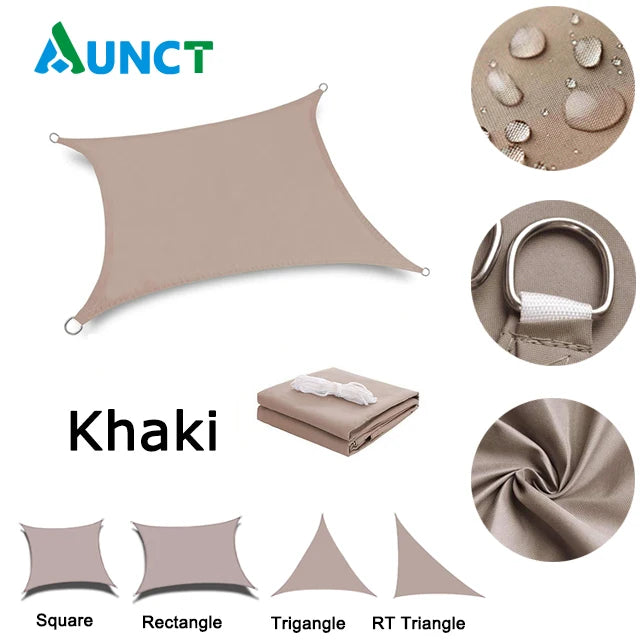 Voile d'ombrage carré et rectangulaire en polyester Oxford 420D, anti-UV, 11 tailles, 21 coloris