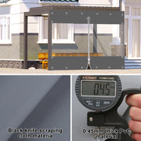 Bâche terrasse PVC à fenêtre transparente et fermeture éclair, noir ou gris, 3 tailles