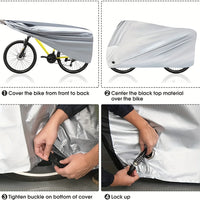 Housse vélo électrique imperméable anti-UV argent et noir, 4 tailles de 170 à 200 cm