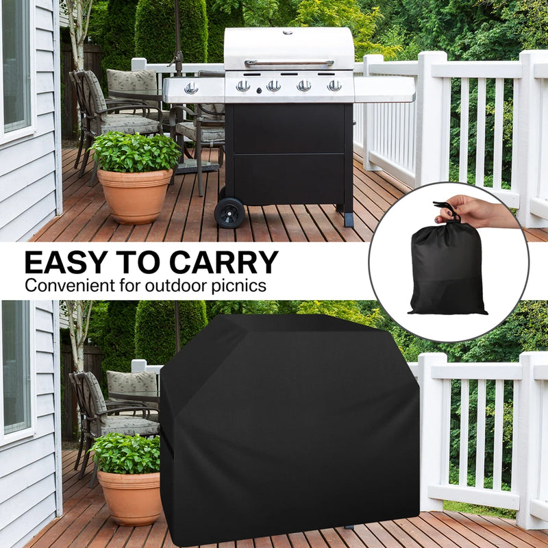 Housse barbecue Oxford 210D imperméable noir, sable ou gris, sangle réglable, 6 modèles