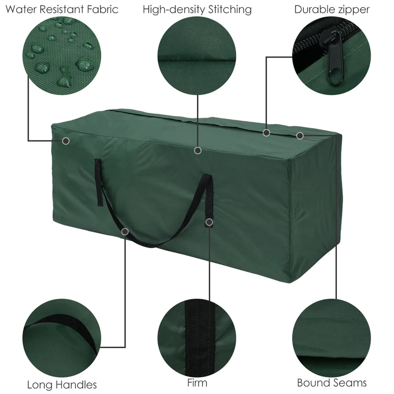 Sac de rangement pour coussins de jardin en Oxford 210D, gris, vert ou noir, 3 tailles