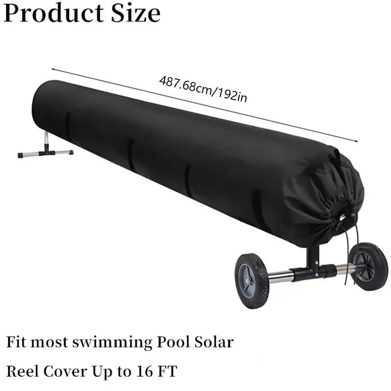 Housse enrouleur bâche solaire piscine en Oxford 420D, revêtement PU argenté, 490 à 610 cm