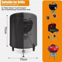 Housse barbecue ronde pour Weber 57 cm, bouilloire, Oxford imperméable noir, 70 x 70 cm