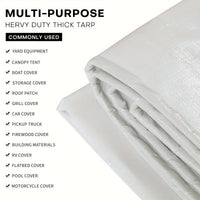 Bâche blanche imperméable en polyéthylène 0,3 mm, abri solaire et jardin, 19 tailles