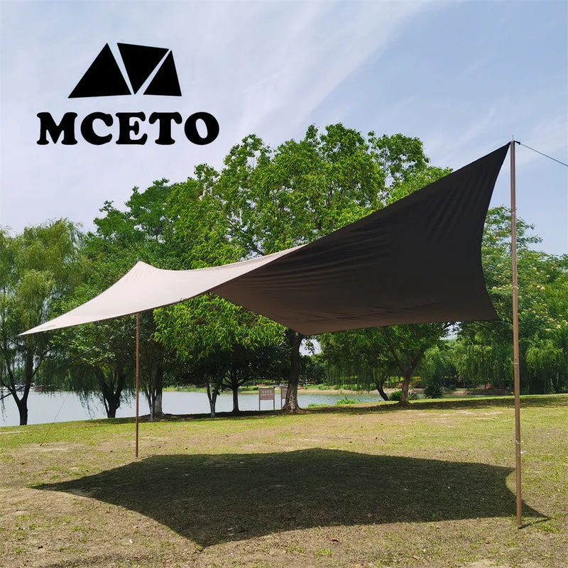 Bâche de camping imperméable Oxford 5 x 4 m avec piquets et cordes, anti-UV