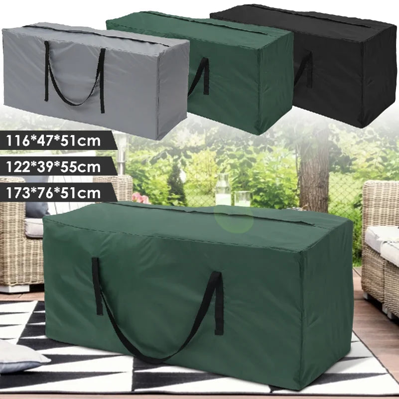 Sac de rangement noir pour coussins de jardin, Oxford 210D imperméable, 3 tailles