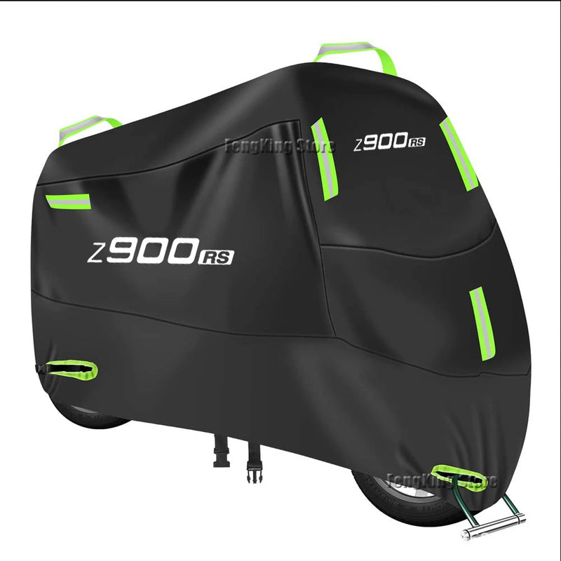 Housse moto pour Kawasaki Z900RS, polyester 300D imperméable, anti-UV, 7 bandes réfléchissantes, grandes tailles